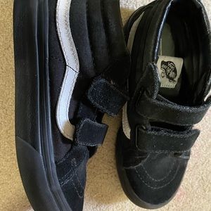 Kids black old skool vans - with Velcro straps.